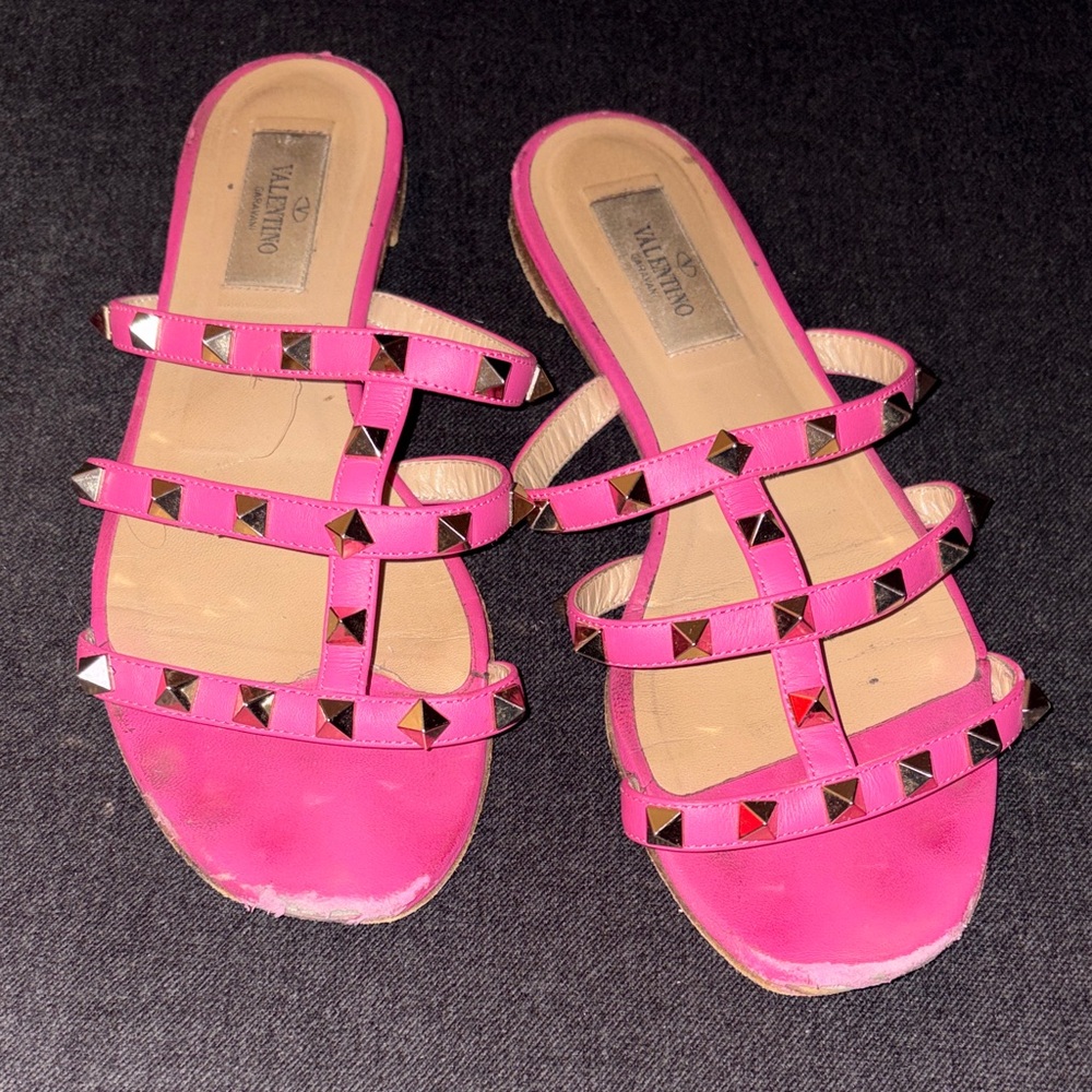 Valentino Pink Rock Stud Sandals Size 36